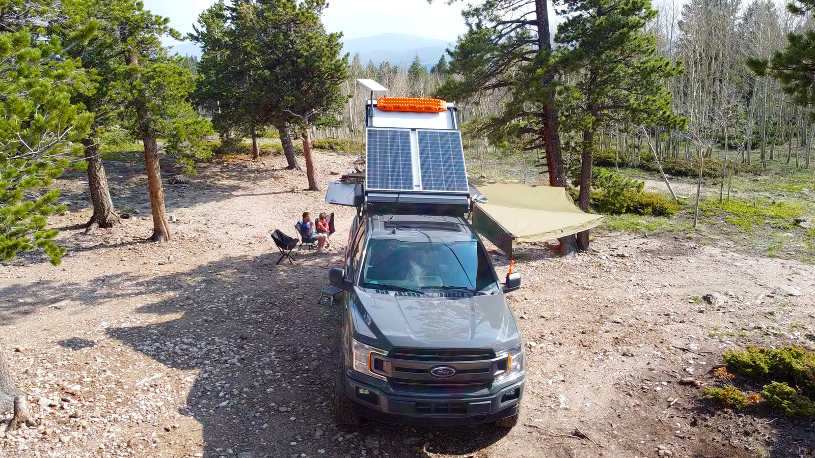 Go Fast Camper (GFC) build - 23Zero 270 degree awning front view w/ solar